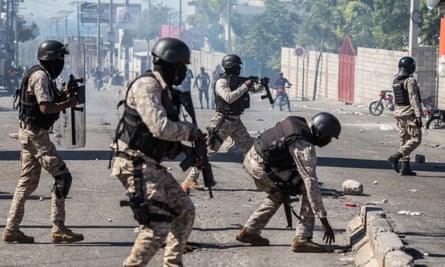 Haitian police in Port-au-Prince on 7 February.
