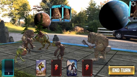 monsters overlaid on reality in the game hologrid monster battle