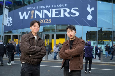 Junoh Yoon and Sehyun outside the Tottenham Hotspur Stadium