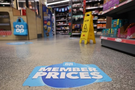 Members prices logo on the floor of a Co-op store