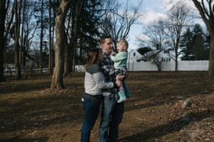 Erica Tarr, 31, left, and her husband Jon Tarr, 31, play with their daughter, Evie, 2, at their home in Glen Mills, PA. on Thursday, January 16, 2020. The Tarr family have been dealing with contaminated water in their home and believe it has to do with the Mariner East Pipeline being built near her house.
