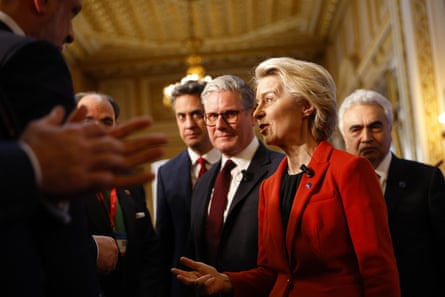 Ed Miliband, Keir Starmer and Ursula von der Leyen speak to delegates