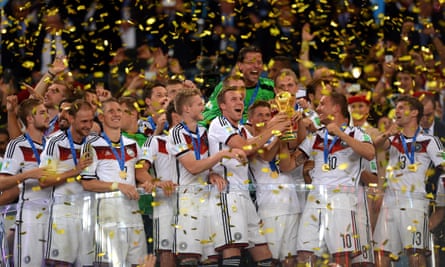 Germany lift the World Cup after beating Argentina in the 2014 final in Brazil.