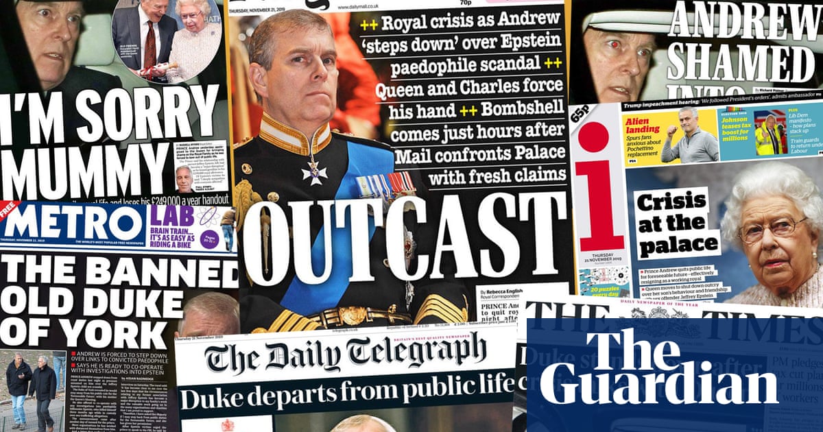 Outcast How The Newspapers Covered Prince Andrew S Suspension Of Duties Uk News The Guardian