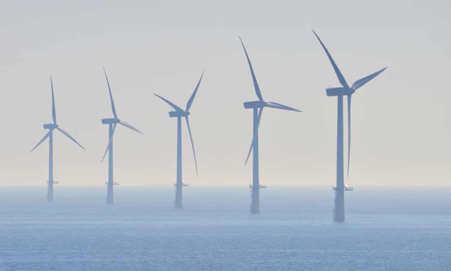 An offshore windfarm in the North Sea.