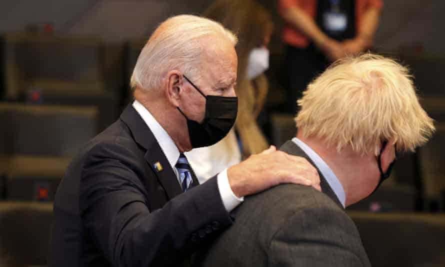 Joe Biden and Boris Johnson at a Nato summit in Brussels in June