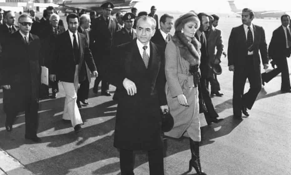 Shah Mohammad Reza Pahlavi and Empress Farah at Mehrabad Airport, Tehran, 16 January 1979.