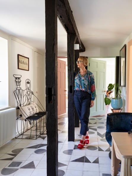 Full of beams: vintage dealer Vicky Wetherill in her Hastings home.