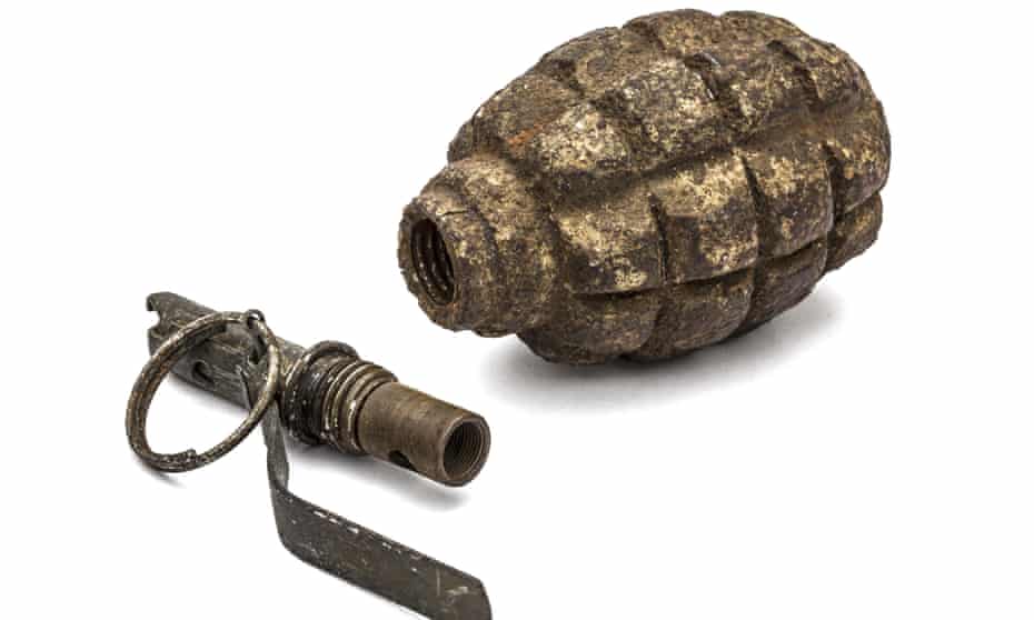 An old grenade and fuse. 