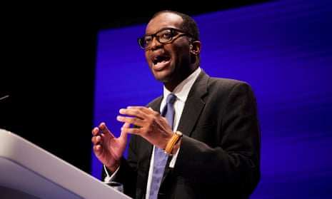 Kwasi Kwarteng speaks during the Conservative party conference in Birmingham.