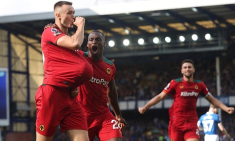 Wolverhampton Wanderers’ Sasa Kalajdzic celebrates scoring their first goal.