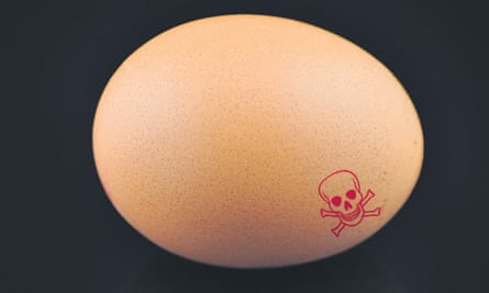 Egg stamped with skull and crossbones