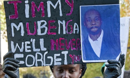 A rally in memory of Jimmy Mubenga in London