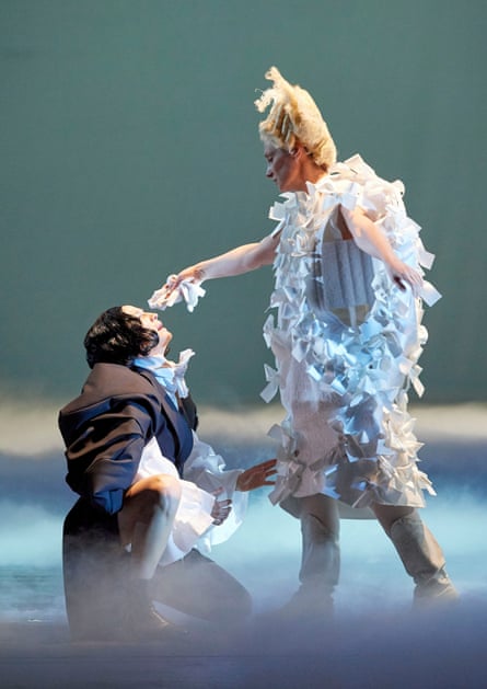 Kate Lindsey, left, and Agneta Eichenholz in the world premiere of Olga Neuwirth’s Orlando, with costumes by Comme des Garçons.
