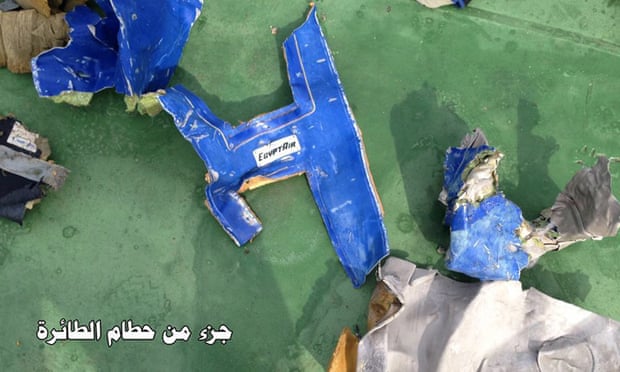 A picture posted on the Facebook page of the Egyptian armed forces spokesman shows part of the wreckage from EgyptAir flight MS804. Photograph: AP A picture of wreckage from EgyptAir flight MS804.