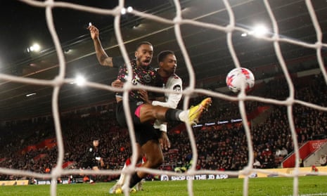 Ivan Toney puts Brentford ahead in the first half at Southampton.