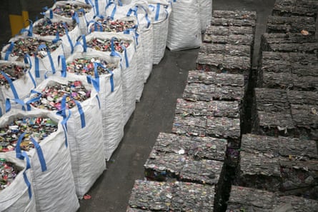 Material identified as recycling is separated from the rest of the waste.