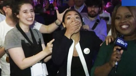 The moment 28-year-old socialist beats top-ranking Democrat in congressional primary - video 