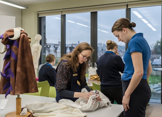 A sewing lesson held by Kate Jaeger, sewing lecturer