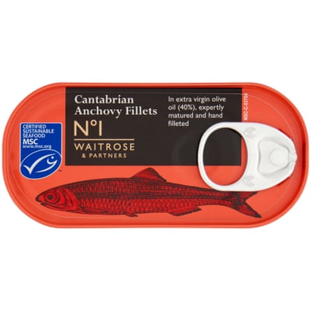 No 1 Cantabrian Anchovy Fillets in Extra-Virgin Olive Oil, 50g tin.