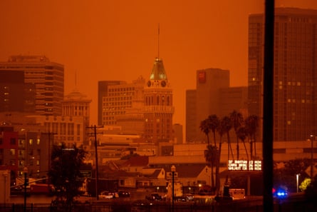 Smoke screen … orange sky over Oakland, California, in September.