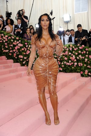 Kim Kardashian in a corseted dress at the Met Gala