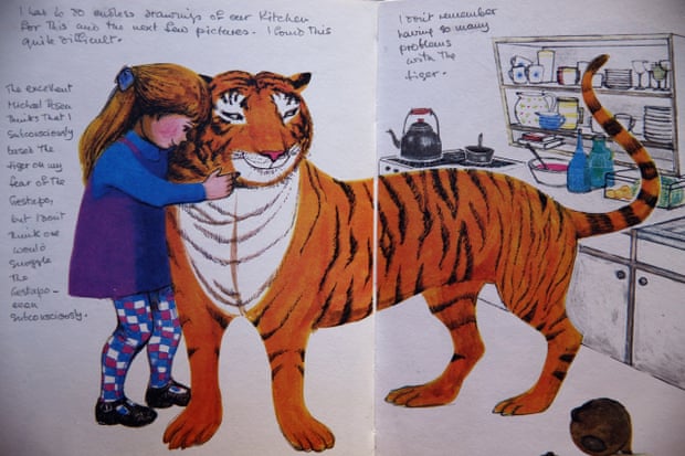 An annotated page from The Tiger Who Came to Tea
