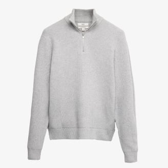 M&S Cotton blend ribbed half-zip jumper.