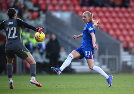 Aggie Beever-Jones scores her team’s fourth goal