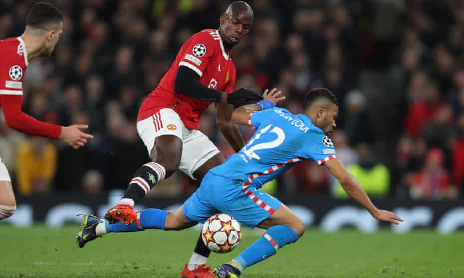 Paul Pogba in action against Atlético Madrid – the Manchester United’s home was robbed during the match. 