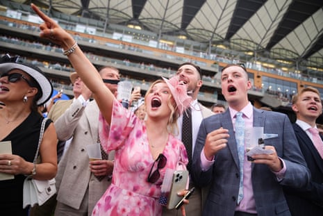 Racegoers react as they watch the Chesham Stakes during day five of Royal Ascot.