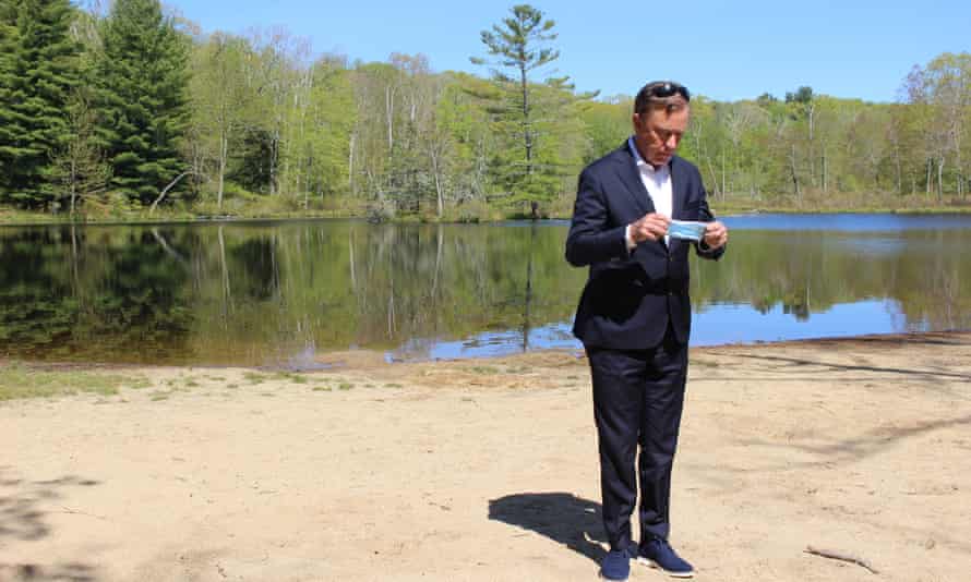 Governor Ned Lamont at Gay City state park in Hebron, Connecticut. ‘If you have to stay home for a period of time having a nice little backyard is not a bad way to do it.’