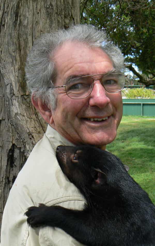 Bruce poses with Monster the Tasmania Devil