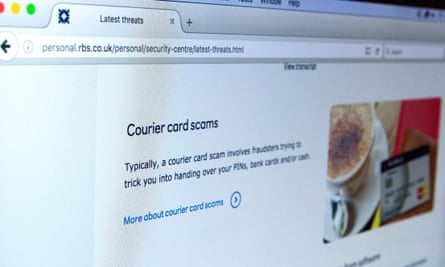 A warning about courier card scams on a bank's website