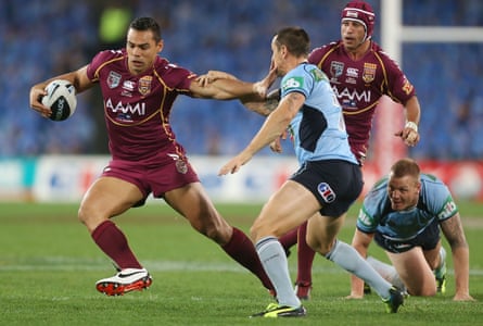 Ben Te’o playing for the Queensland Maroons in the State of Origin series against New South Wales Blues in 2013