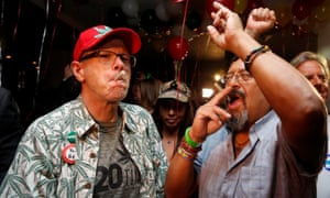 People celebrate after Californians voted to legalize recreational use of marijuana.