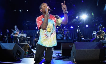Pharrell performs with The Roots at A Concert for Charlottesville on 24 September 2017 in Charlottesville, Virginia.