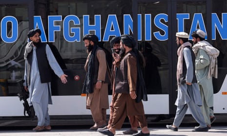 Members of the Taliban at Kabul airport.