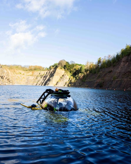 The top of a submersible in the middle of a lake