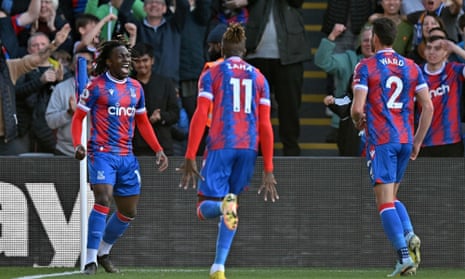 Match winner: Eberechi Eze (L) celebrates scoring the decisive goal