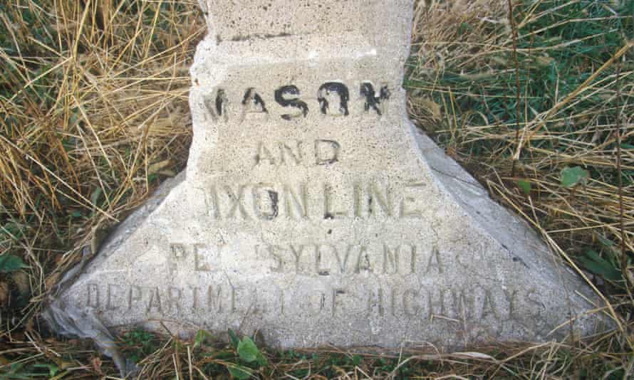 A marker at the Mason Dixon line separating North from South during Civil War.