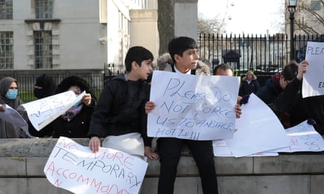 Afghan refugees protest in London against plans to move them from London to Wetherby on the outskirts of Leeds.