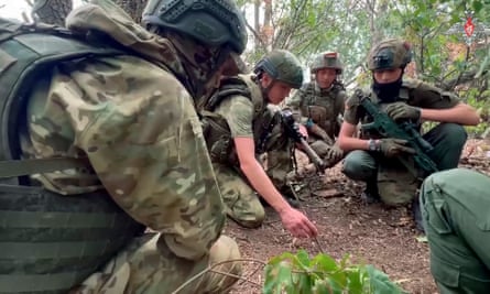 Russian soldiers attend combat training