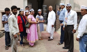 Save Water campaigners, with AAP leader Somnath Bharti in white in the centre, in New Delhi