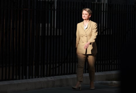 Yvette Cooper, former British Foreign Secretary arrives for talks with new British Prime Minister Andy Burnham at 10 Downing Street in London, Britain, 20 July 2026.