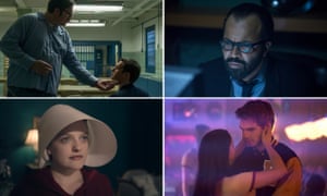 Kind of Blue: (clockwise from top left) Mindhunter, Westworld, The Handmaid’s Tale and Riverdale