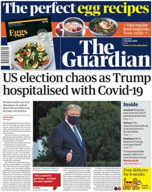 Guardian front page, Saturday 3 October 2020