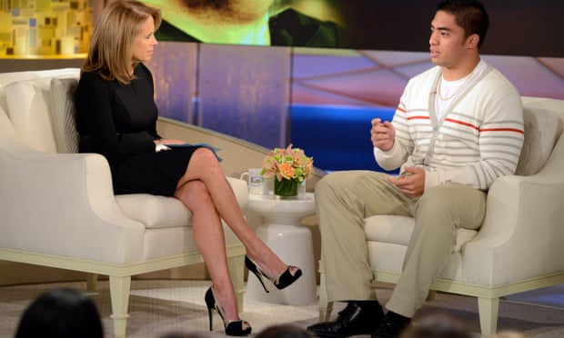Manti Teo is interviewed by Katie Couric in the days after the hoax was unraveled in 2013.