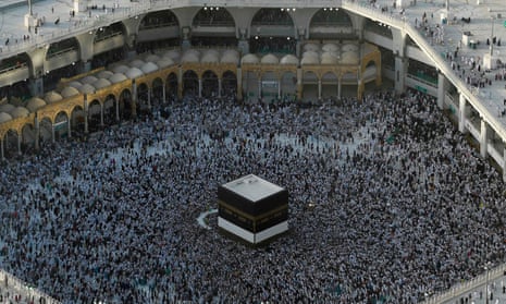 Muslim pilgrims gather around the Kaaba, Islam’s holiest shrine, at the Grand Mosque in Saudi Arabia’s holy city of Mecca prior to the start of the annual Hajj pilgrimage on 8 August, 2019.