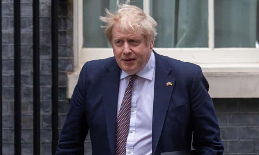 Boris Johnson outside No 10 Downing Street.
